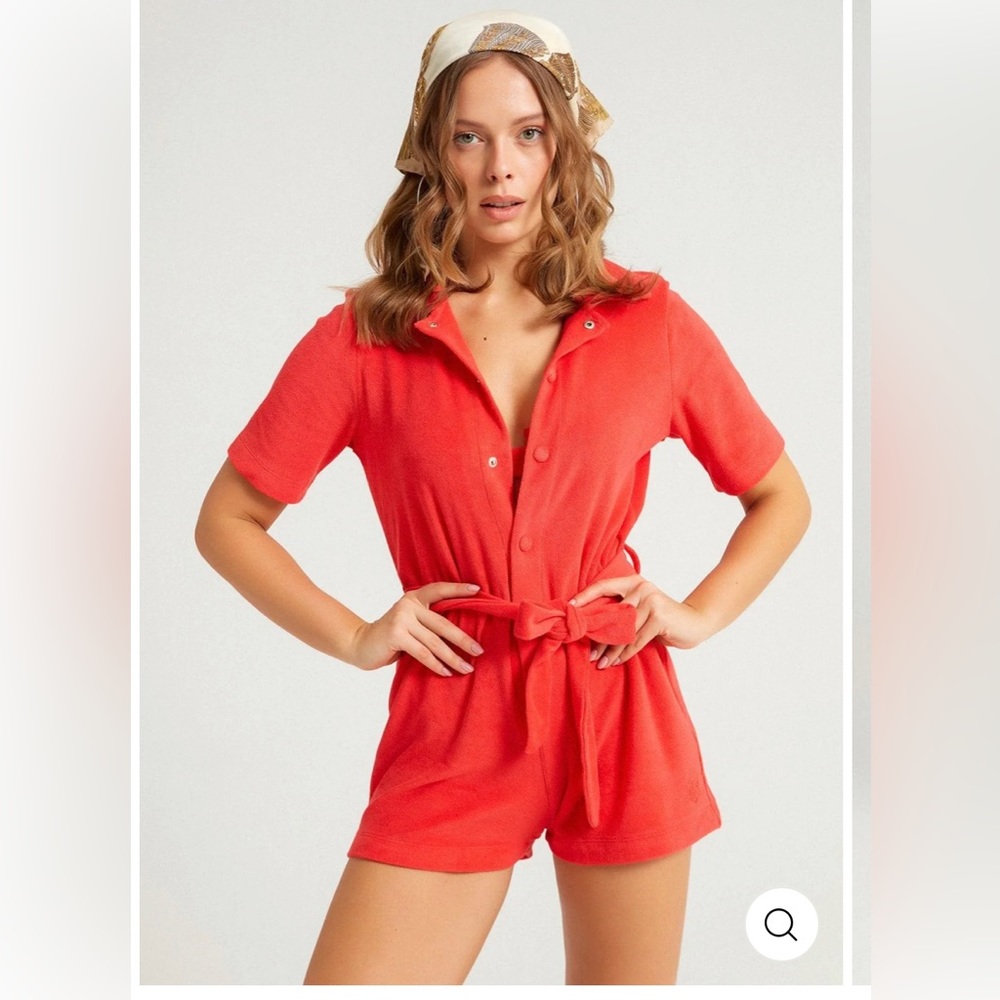 NEW red Terry cloth romper